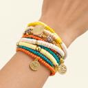  Layla Boho Heishi Coin Charm Stretch Bracelet