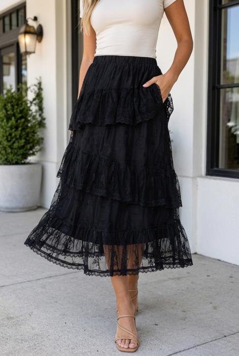 Layla Ruffle Lace Tiered Skirt