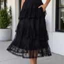 Black Medium Layla Ruffle Lace Tiered Skirt