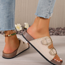  Leah Buckle Faux Suede Slippers