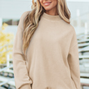 Apricot Small Leah Shoulder Reversible Mock Sweatshirt