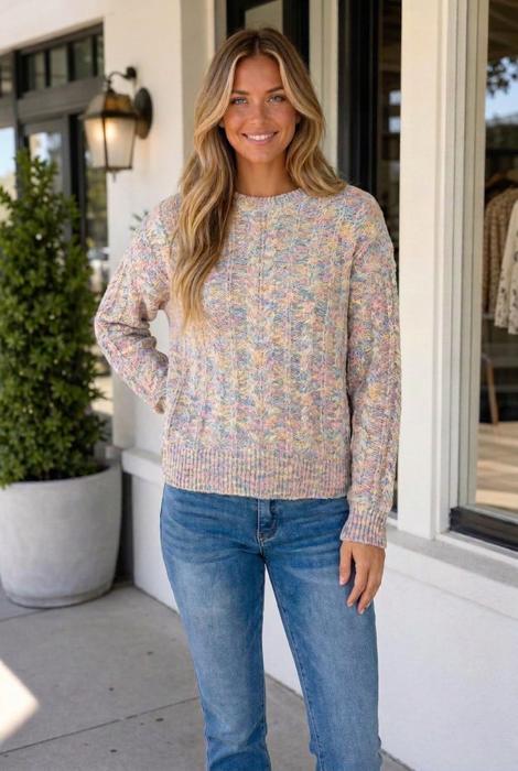 Leena Sleeve Confetti Sweater Long Sleeve Top