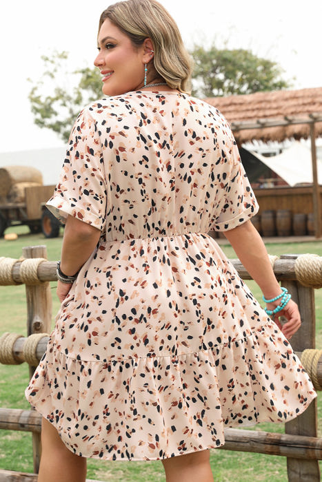 Leila Plus Size Cuffed Sleeve Empire Waist Dress