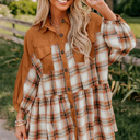 Khaki Small Leila Ruffle Hem Tunic Shirt