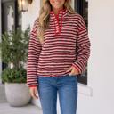  Lela Fuzzy Colorblock Placket Sweatshirt