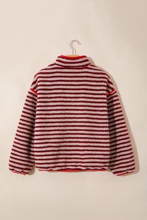 Lela Fuzzy Colorblock Placket Sweatshirt