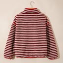  Lela Fuzzy Colorblock Placket Sweatshirt