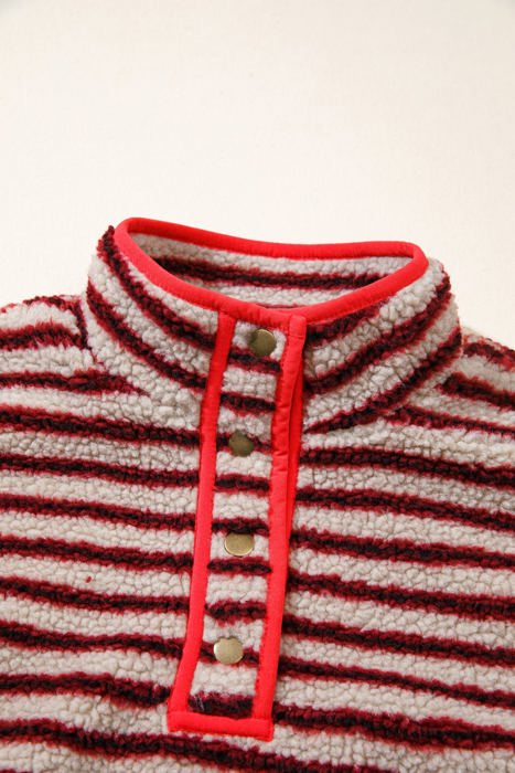 Lela Fuzzy Colorblock Placket Sweatshirt