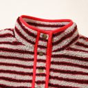  Lela Fuzzy Colorblock Placket Sweatshirt
