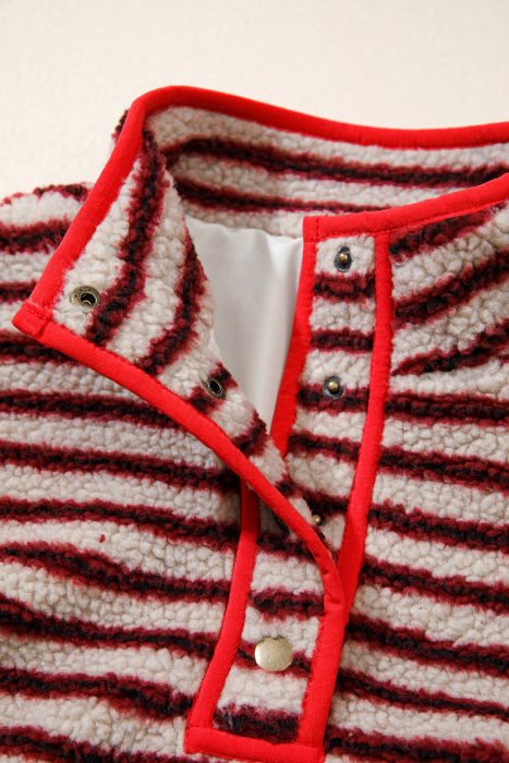 Lela Fuzzy Colorblock Placket Sweatshirt