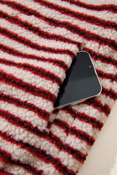 Lela Fuzzy Colorblock Placket Sweatshirt