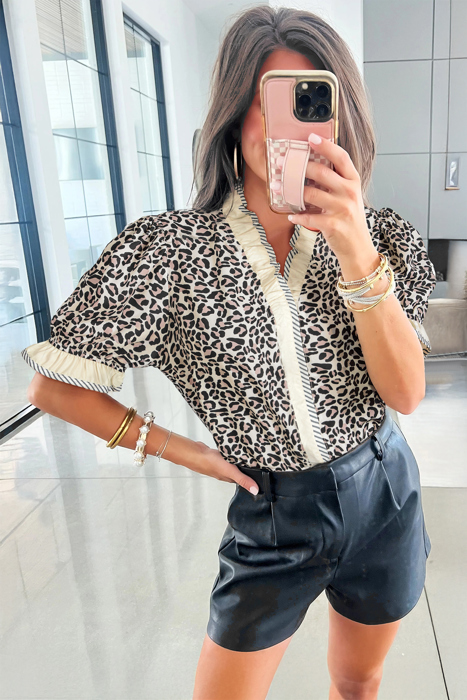 Lena Trim Short Sleeve Blouse