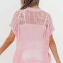  Lettie Hollow-out Crochet Side Tied Short Sleeve Sweater