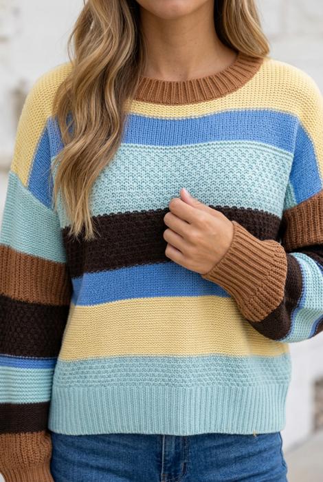 Lexee Block Striped Relaxed Sweater