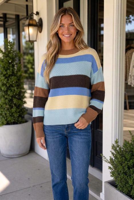 Lexee Block Striped Relaxed Sweater