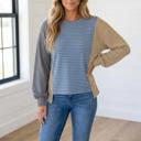 Sky Blue Stripe XL Lexie Casual Shift Pullover Long Sleeve Top
