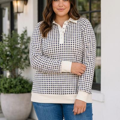 Lidia Contrast Collared PLUS Pullover