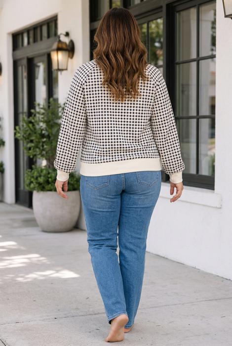 Lidia Contrast Collared PLUS Pullover