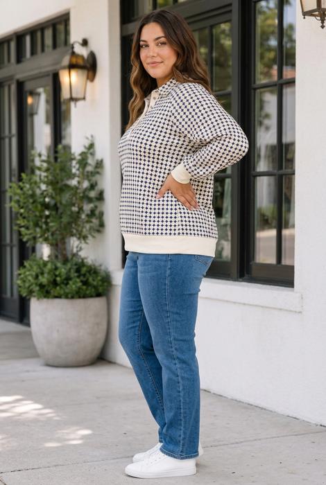 Lidia Contrast Collared PLUS Pullover
