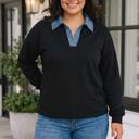 Black Lilian Long Sleeve Blouse Long Sleeve PLUS Top