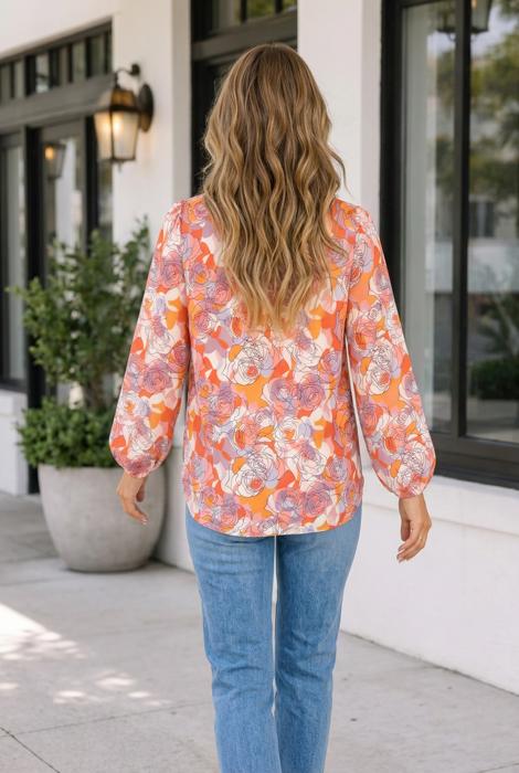 Lillian Sleeve Shift Blouse Long Sleeve Top