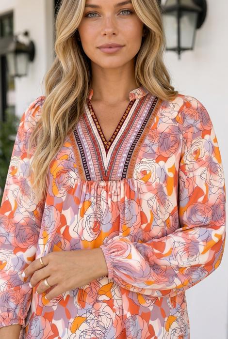 Lillian Sleeve Shift Blouse Long Sleeve Top