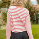  Lilly Textured Contrast Dropped Long Sleeve Top