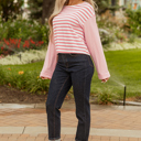  Lilly Textured Contrast Dropped Long Sleeve Top