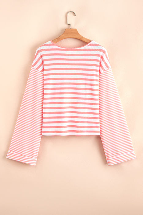 Lilly Textured Contrast Dropped Long Sleeve Top