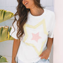  Lisa Layered Star Patched Half Sleeve Loose Top