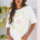  Lisa Layered Star Patched Half Sleeve Loose Top