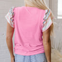  Lisa Ruffle Flutter Sleeve Ribbed Blouse