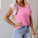  Lisa Ruffle Flutter Sleeve Ribbed Blouse
