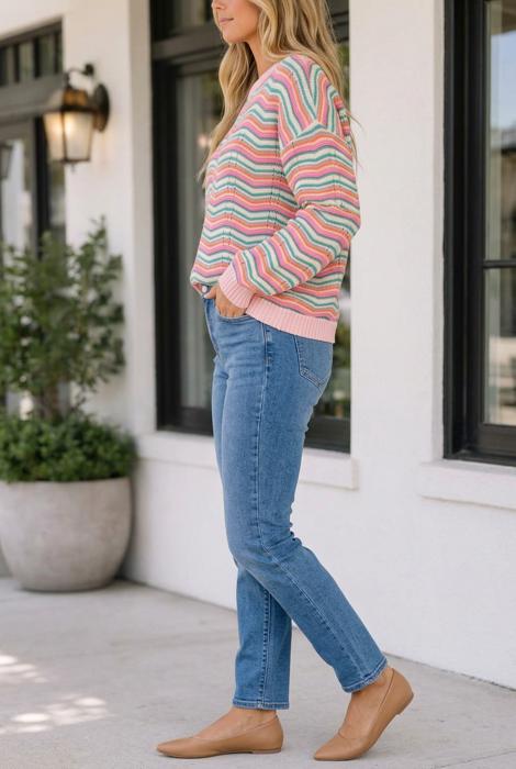 Lisa Striped Drop Shoulder Sweater