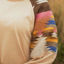 Logan Aztec Patchwork Raglan Pullover Sweatshirt