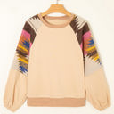  Logan Aztec Patchwork Raglan Pullover Sweatshirt