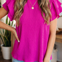 Rose Red XL Londyn Trim Short Sleeve Blouse