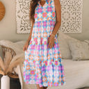  Lottie Floral Print Frilly Neck Sleeveless Tiered Maxi Dress