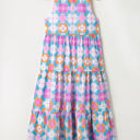  Lottie Floral Print Frilly Neck Sleeveless Tiered Maxi Dress