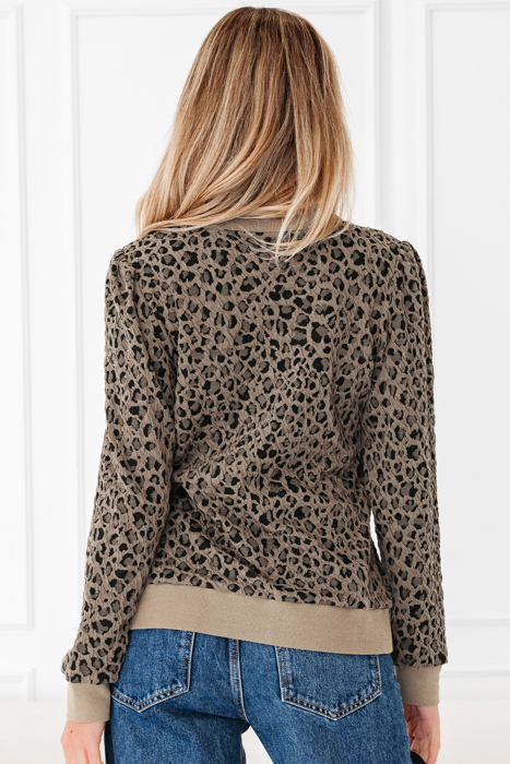 Lottie Ribbed Trim Print Long Sleeve Top