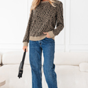  Lottie Ribbed Trim Print Long Sleeve Top