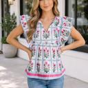Pink XL Lucero Flutter Sleeve Top