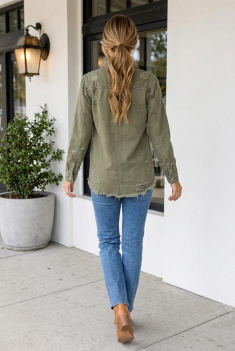 Lucero Raw Hem Distressed Shirt