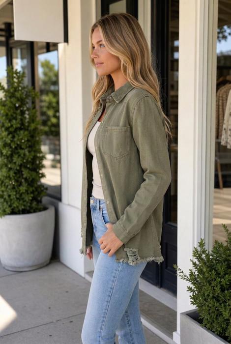 Lucero Raw Hem Distressed Shirt