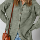  Lucia Ribbed Texture Button Up Shacket