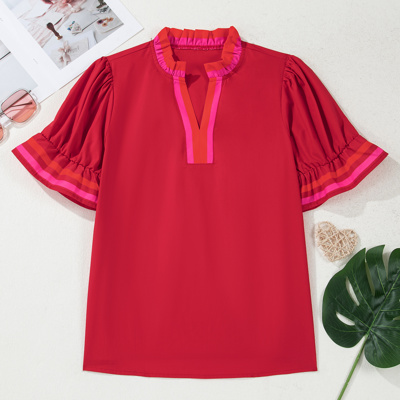 Luciana Ruffled Short Sleeve Blouse