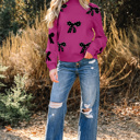  Lucy Bow Pattern Loose Sweater