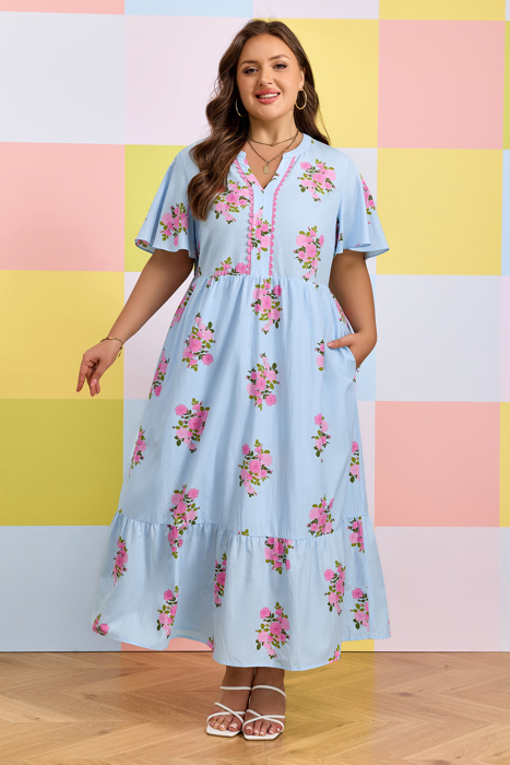 Lucy Print Scalloped Trim PLUS Dress