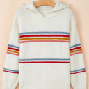 White Large Lumikara accent Hooded Popcorn Sweater