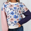  Lumivita Colorblock Sleeve Patchwork Sweater